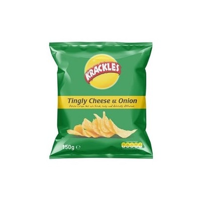 Krackles Potato Crisps Tingly Cheese & Onion 125g